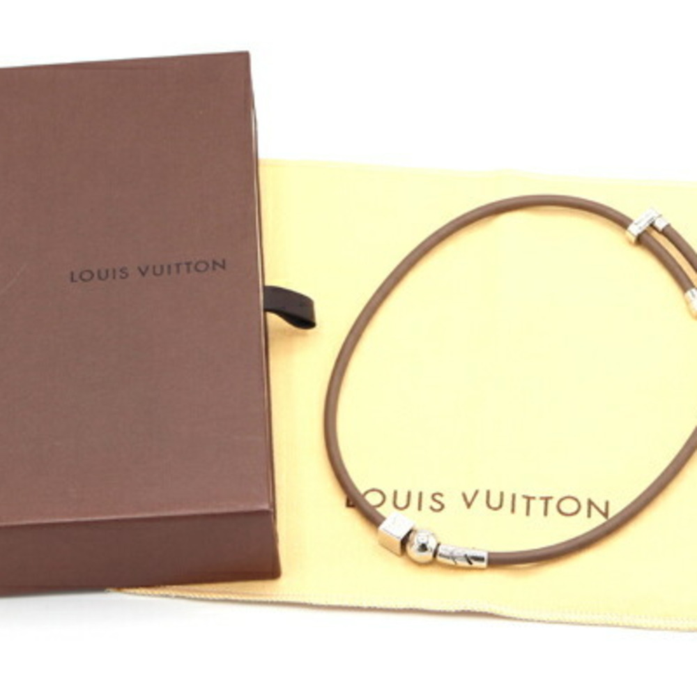 LOUIS VUITTON Gray Leather Necklace - Picture 6 of 6